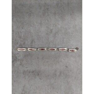 Vntg Jorgen Jensen Denmark Pewter Pink Link Bracelet